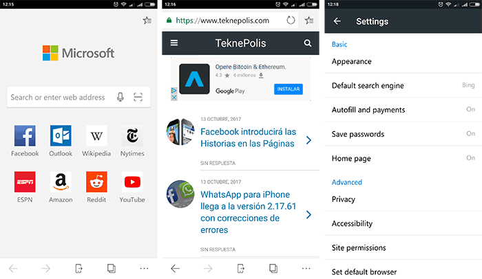 imagen Microsoft Edge para Android