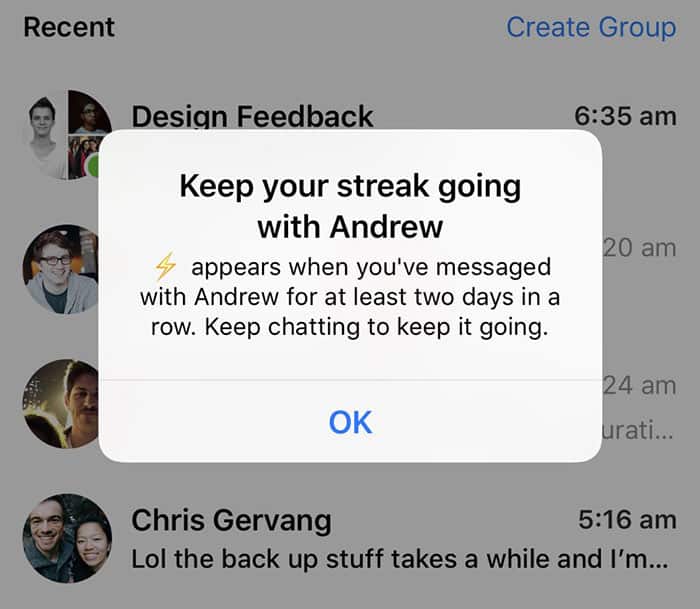 imagen streak de facebook messenger